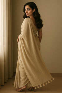 Chandan Leher | Handloom Mul Cotton | Indidha Saree
