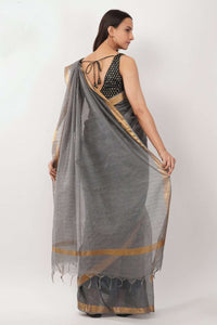 CHARCOAL ASH | Kota Doria | Indidha Saree