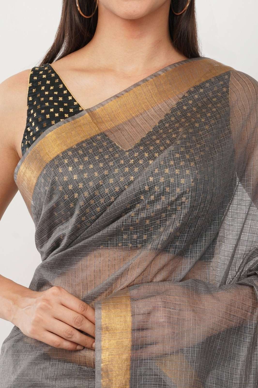 CHARCOAL ASH | Kota Doria | Indidha Saree