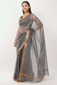 CHARCOAL ASH | Kota Doria | Indidha Saree