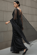 CHARCOAL DUST | Handloom Tissue | Indidha Saree