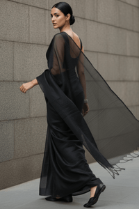 CHARCOAL DUST | Handloom Tissue | Indidha Saree