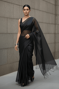 CHARCOAL DUST | Handloom Tissue | Indidha Saree