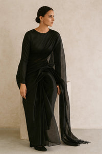 CHARCOAL DUST | Handloom Tissue | Indidha Saree