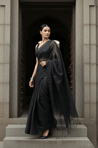 CHARCOAL DUST | Handloom Tissue | Indidha Saree