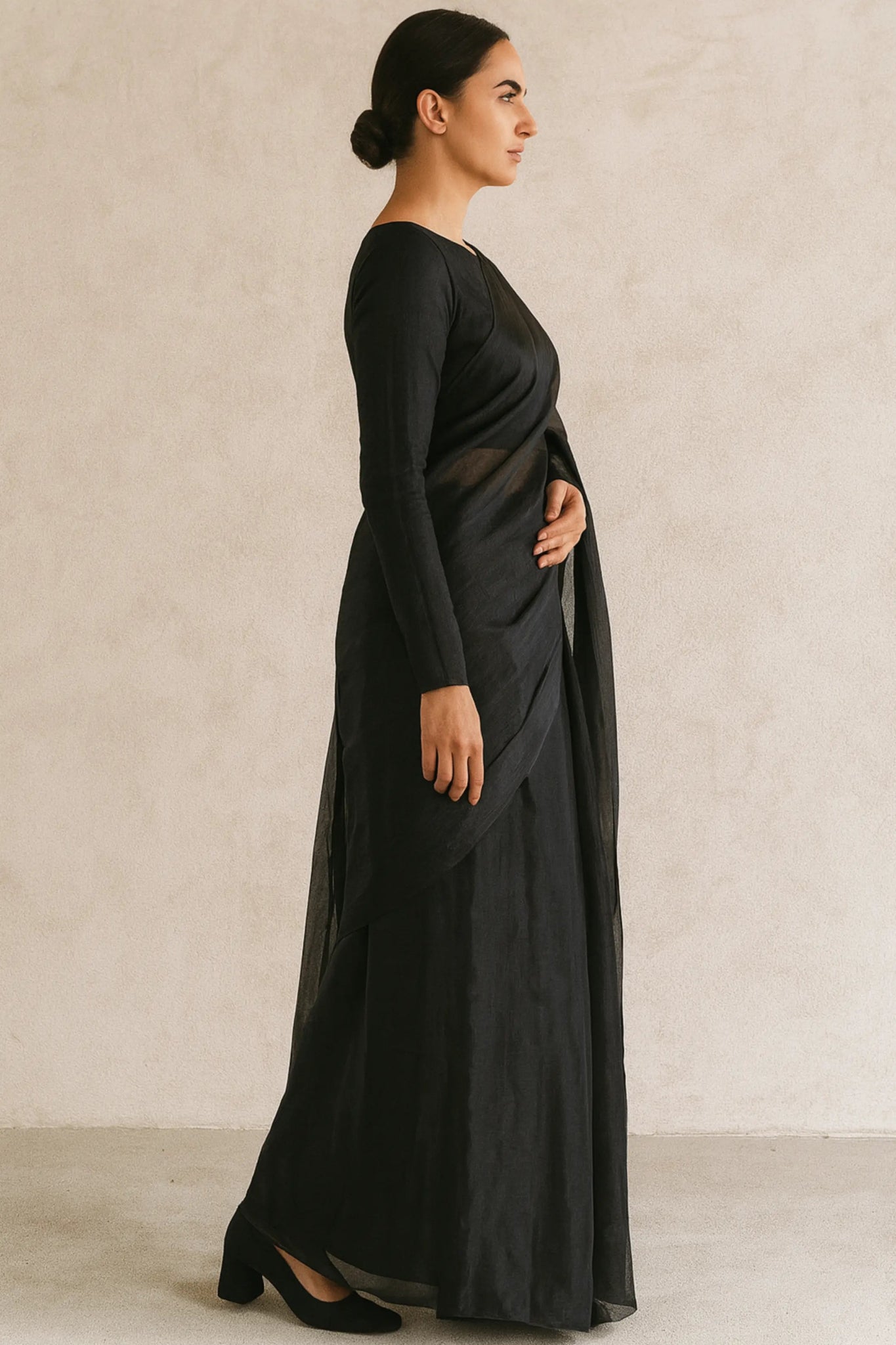 CHARCOAL DUST | Handloom Tissue | Indidha Saree