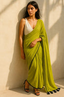 Chartreuse Charm | Mul Cotton | Indidha Saree