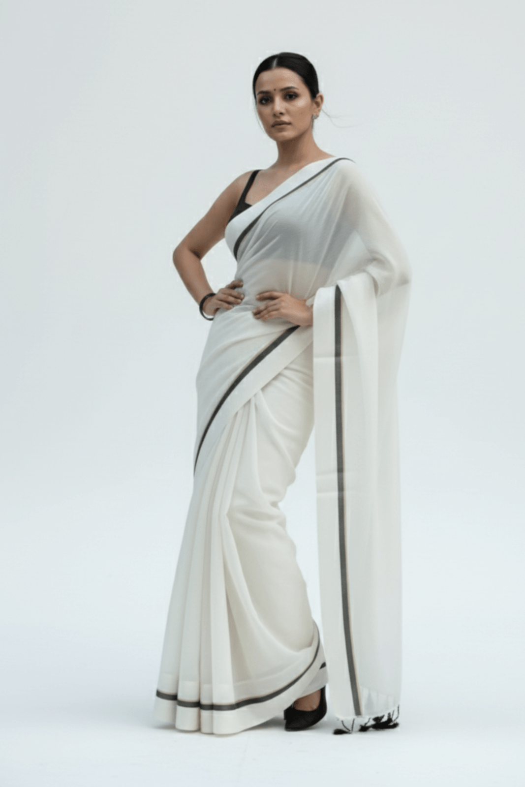 City Monochrome | Mul Cotton | Indidha Saree