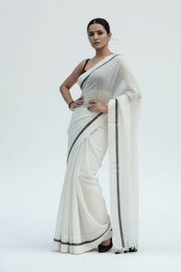 City Monochrome | Mul Cotton | Indidha Saree