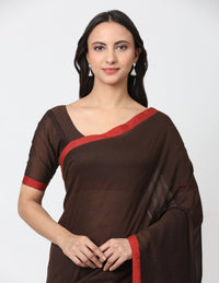 CRIMSON BROWN | Cotton | Indidha Saree