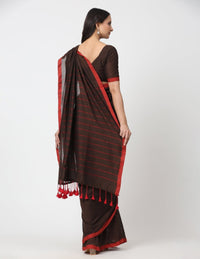 CRIMSON BROWN | Cotton | Indidha Saree