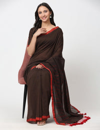 CRIMSON BROWN | Cotton | Indidha Saree
