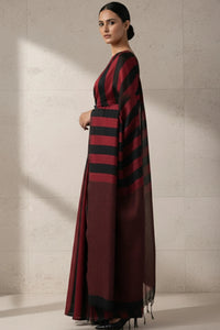 CRIMSON STRIPES | Cotton | Indidha Saree