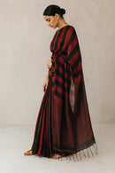 CRIMSON STRIPES | Cotton | Indidha Saree