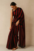 CRIMSON STRIPES | Cotton | Indidha Saree
