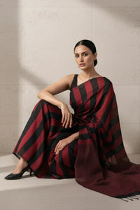 CRIMSON STRIPES | Cotton | Indidha Saree