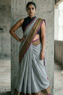 The Slate Rebellion | Mul Cotton | Indidha Saree