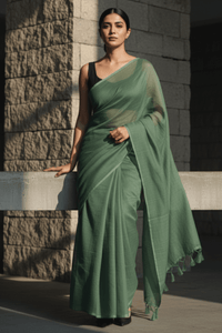 Dark Grace | Handloom Mul Cotton | Indidha Saree