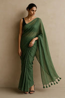 Dark Grace | Handloom Mul Cotton | Indidha Saree