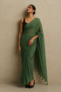 Dark Grace | Handloom Mul Cotton | Indidha Saree
