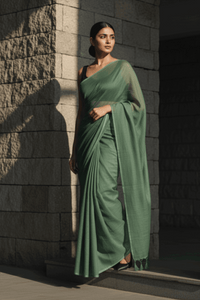 Dark Grace | Handloom Mul Cotton | Indidha Saree