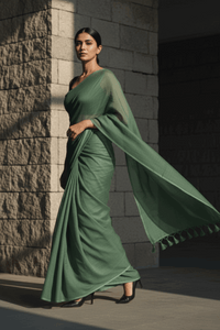 Dark Grace | Handloom Mul Cotton | Indidha Saree