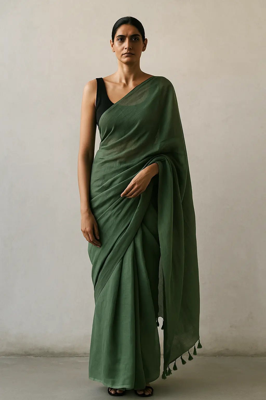 Dark Grace | Handloom Mul Cotton | Indidha Saree