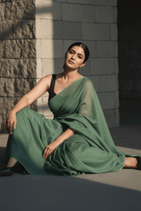 Dark Grace | Handloom Mul Cotton | Indidha Saree