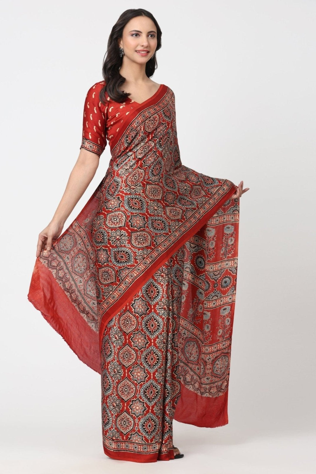 DESERT SYMPHONY | Modal Silk | Ajrakh Print | Indidha Saree