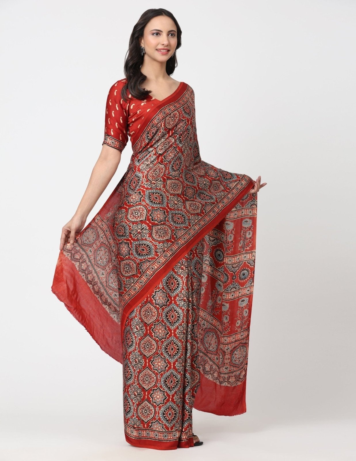 DESERT SYMPHONY | Modal Silk | Ajrakh Print | Indidha Saree
