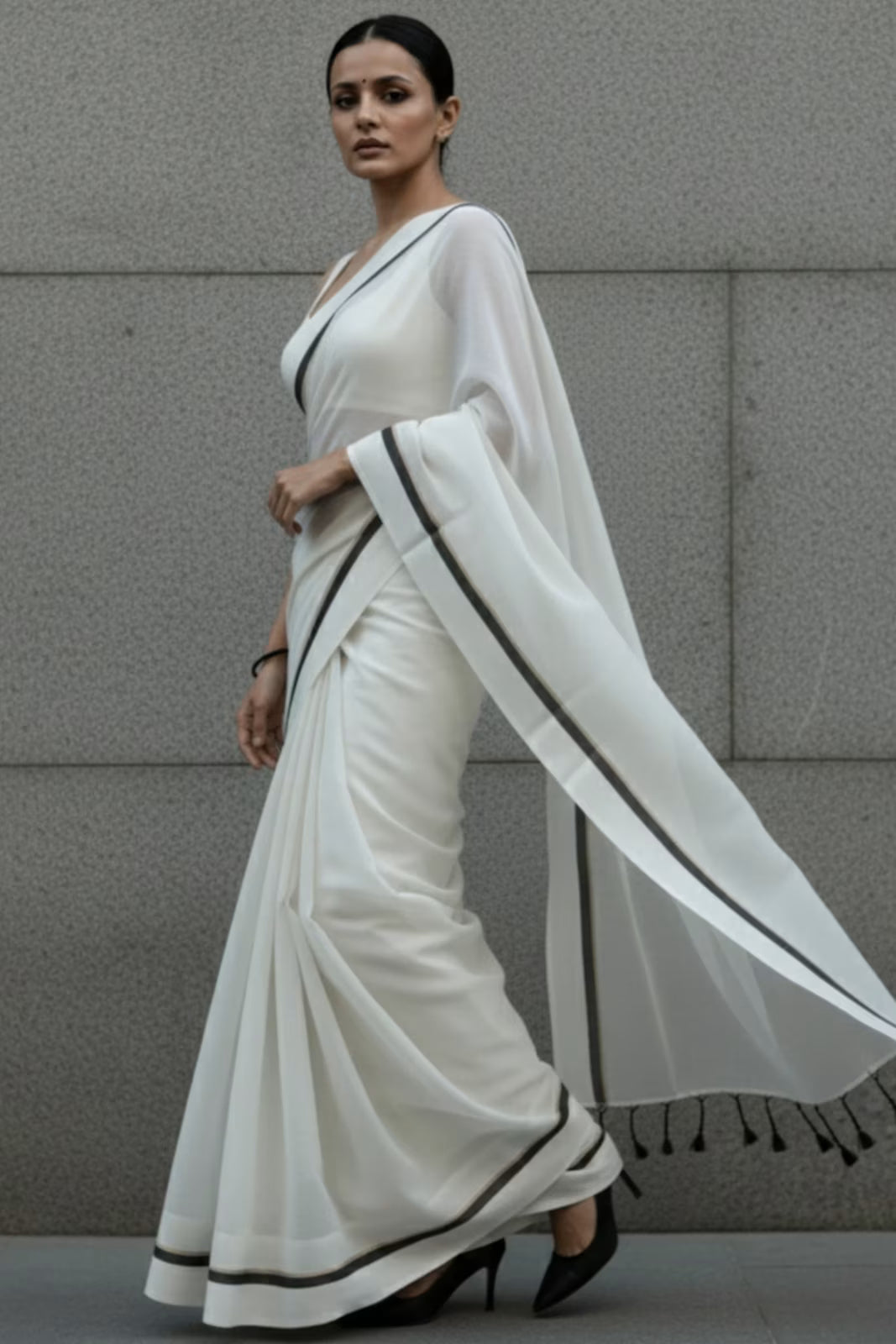 City Monochrome | Mul Cotton | Indidha Saree