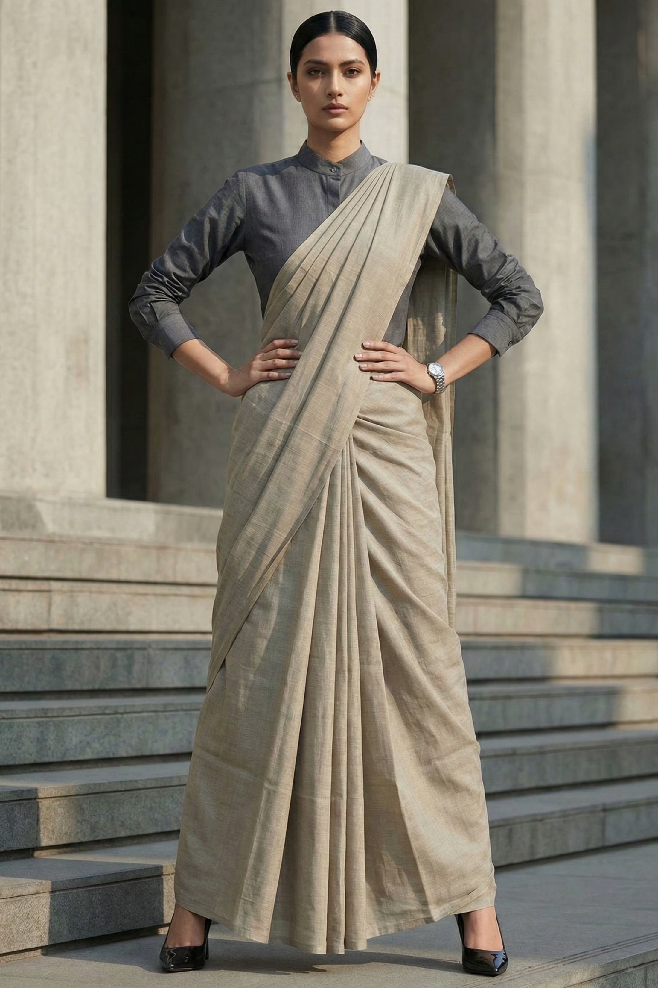 Urban Clay | Slub Cotton | Indidha Saree
