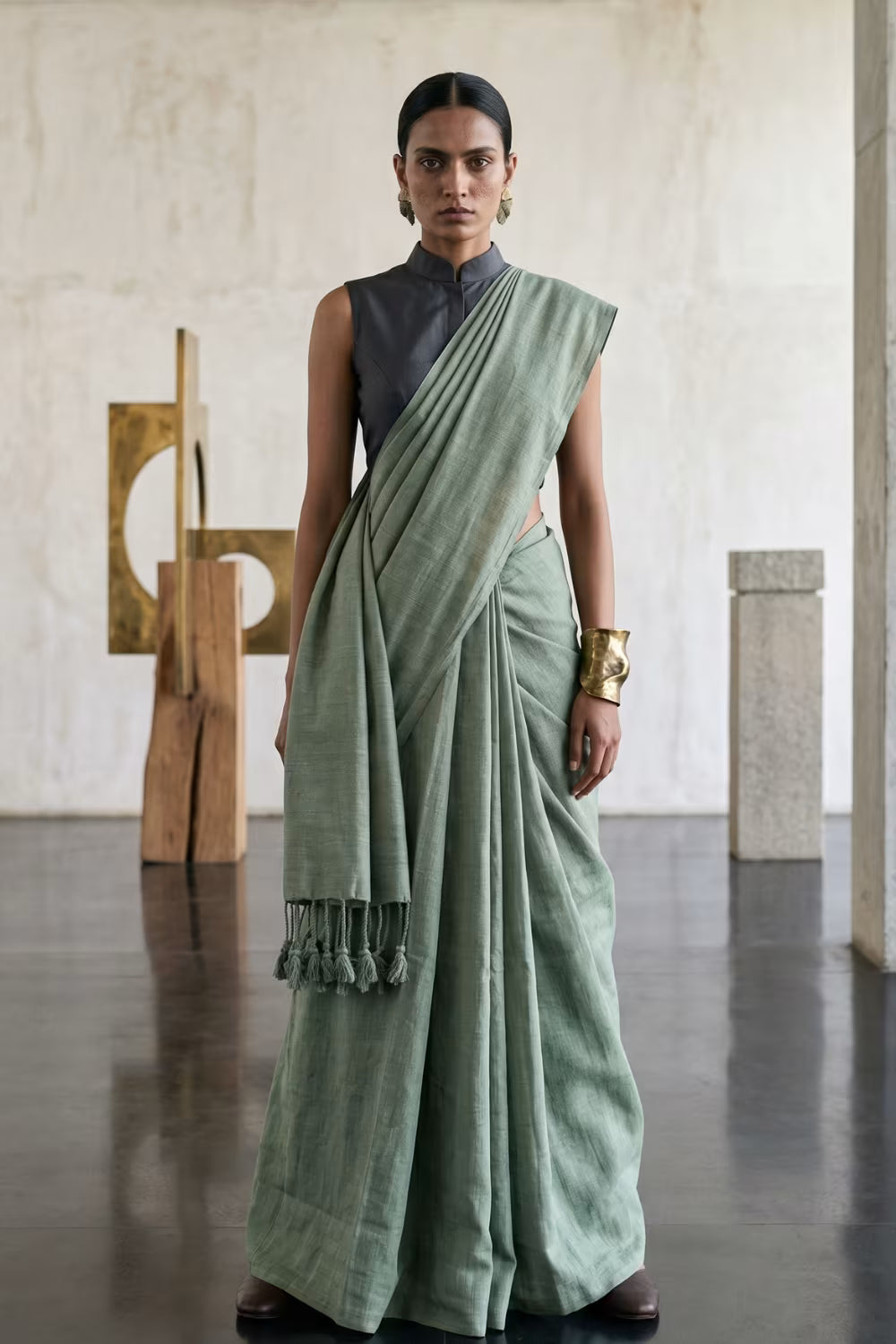 Measured Motion | Slub Cotton | Indidha Saree