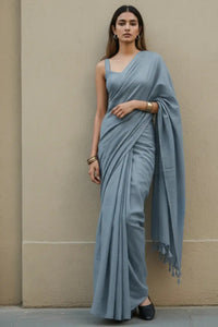 Dusty Sky | Cotton | Indidha Saree