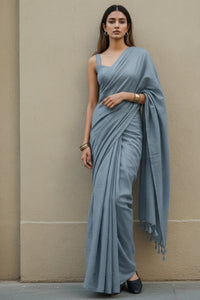 Dusty Sky | Cotton | Indidha Saree