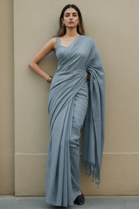 Dusty Sky | Cotton | Indidha Saree