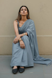 Dusty Sky | Cotton | Indidha Saree