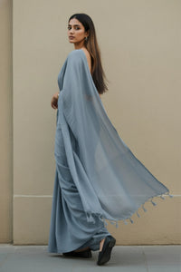 Dusty Sky | Cotton | Indidha Saree