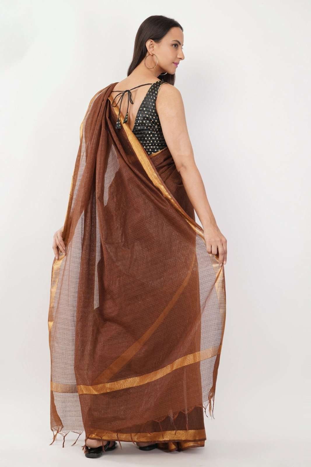 EARTHY BROWN | Kota Doria | Indidha Saree
