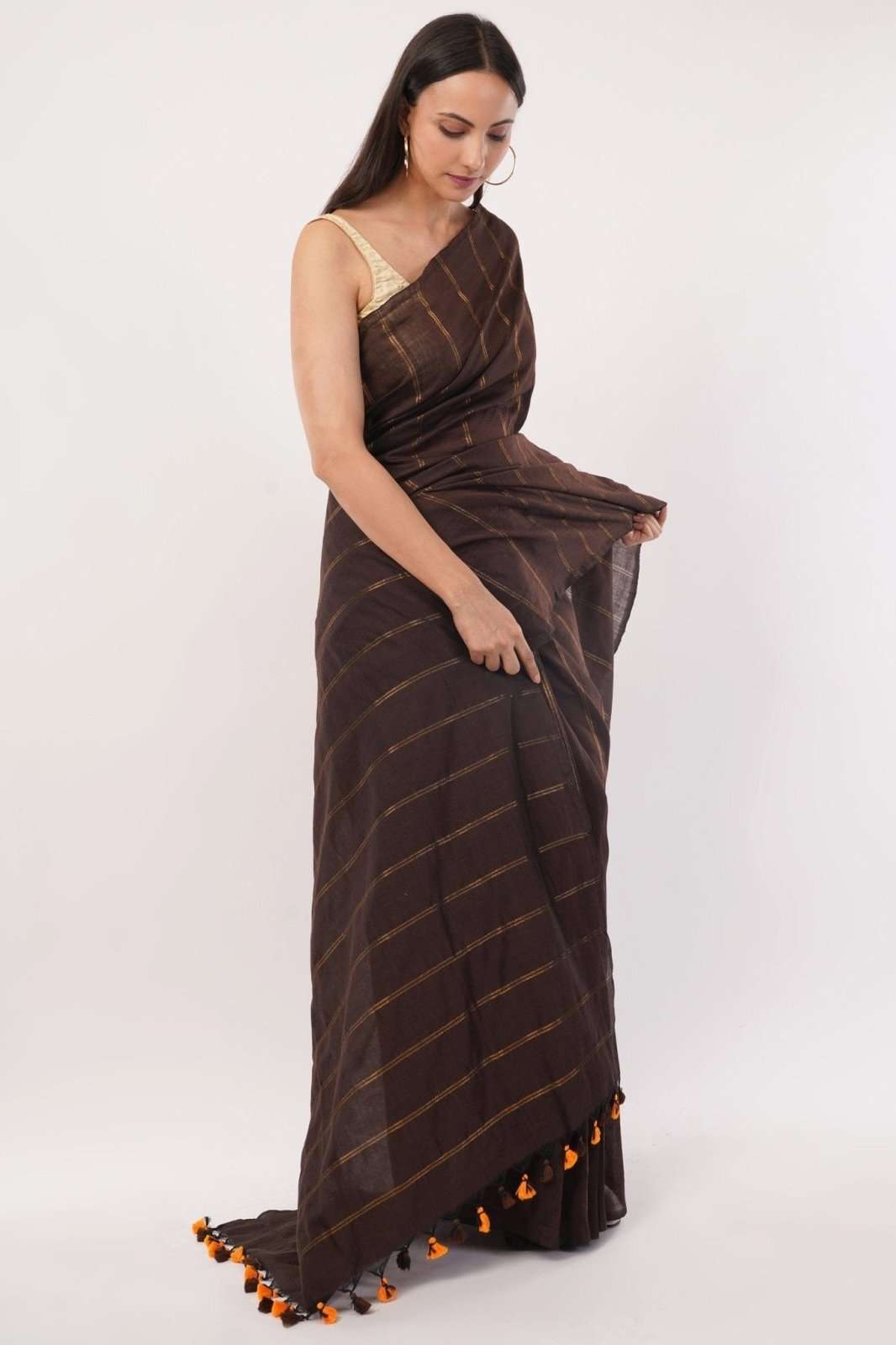 EARTHY COFFEE | Cotton | Indidha Saree