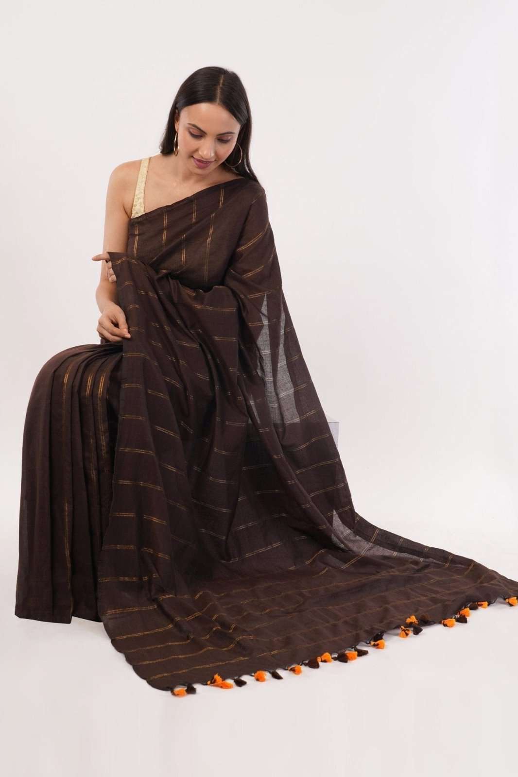 EARTHY COFFEE | Cotton | Indidha Saree