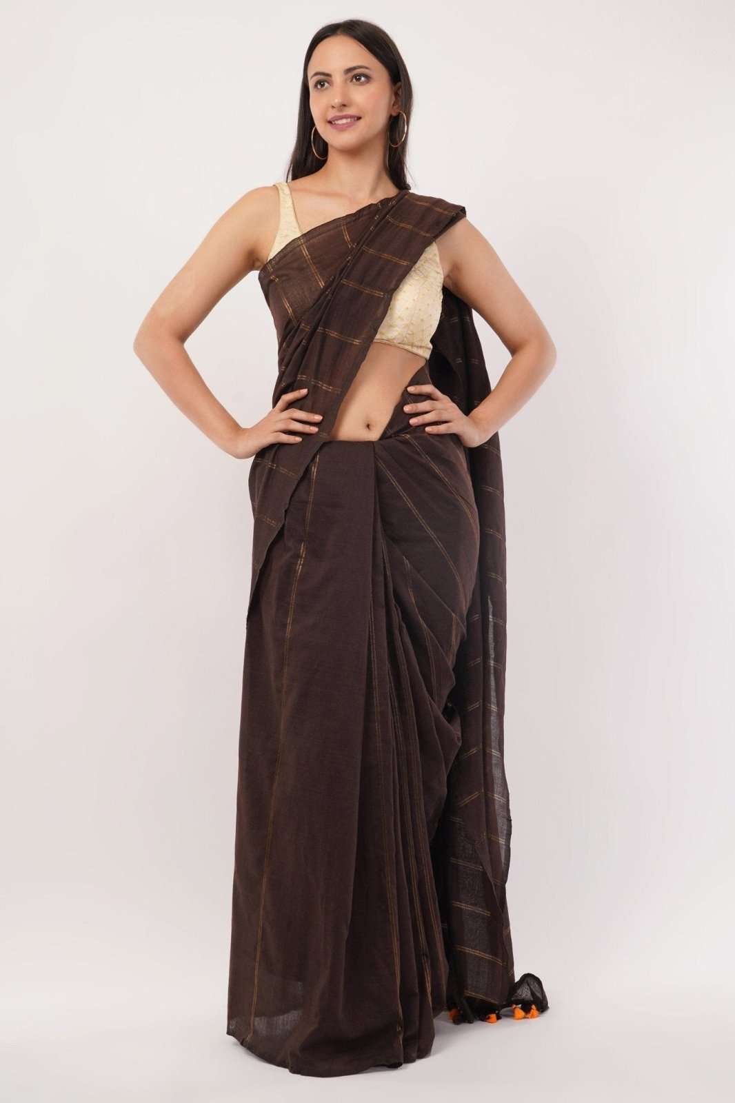 EARTHY COFFEE | Cotton | Indidha Saree