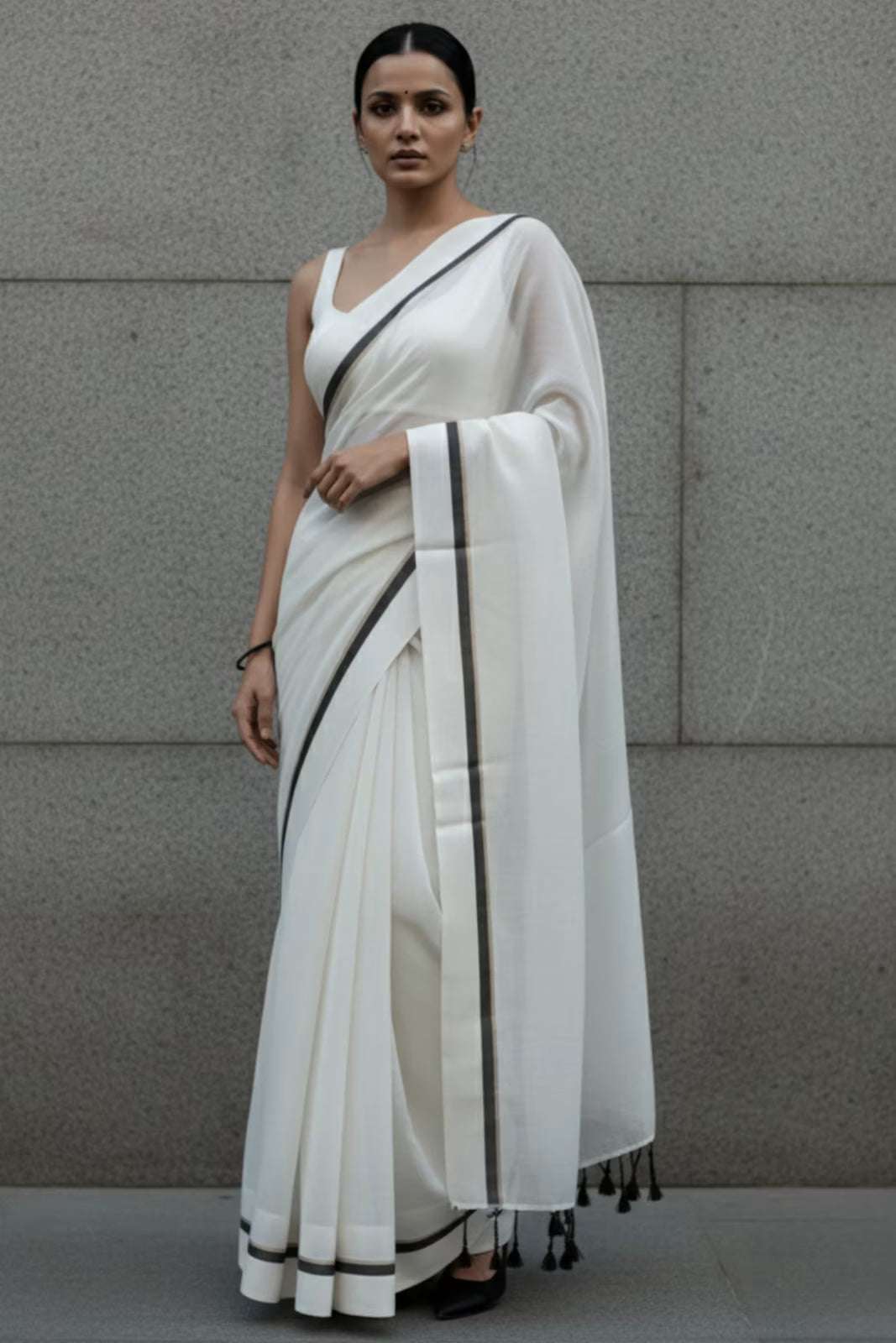 City Monochrome | Mul Cotton | Indidha Saree