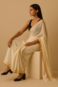 ELEGANCE IN IVORY | Handloom Cotton | Indidha Saree