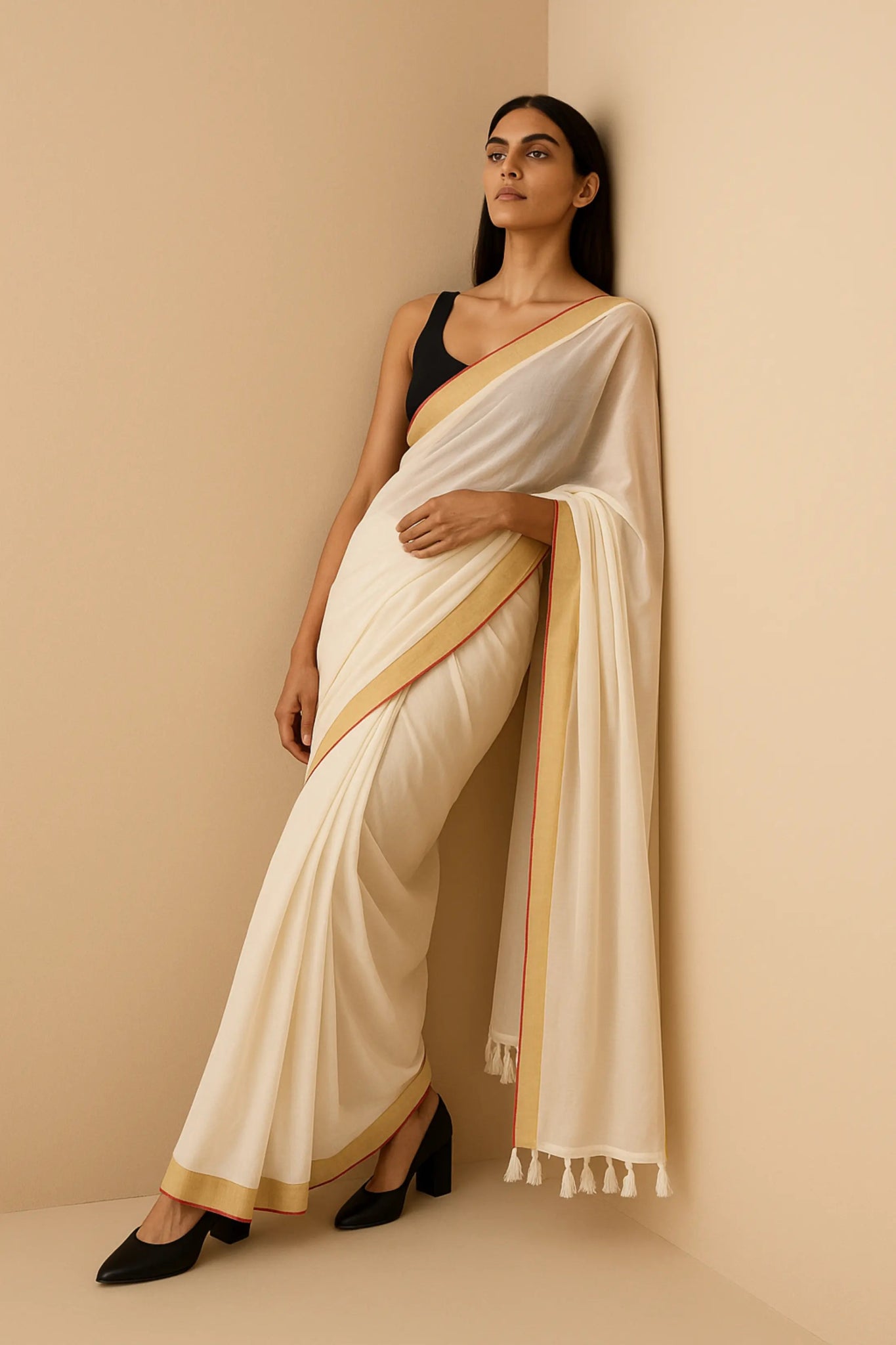 ELEGANCE IN IVORY | Handloom Cotton | Indidha Saree