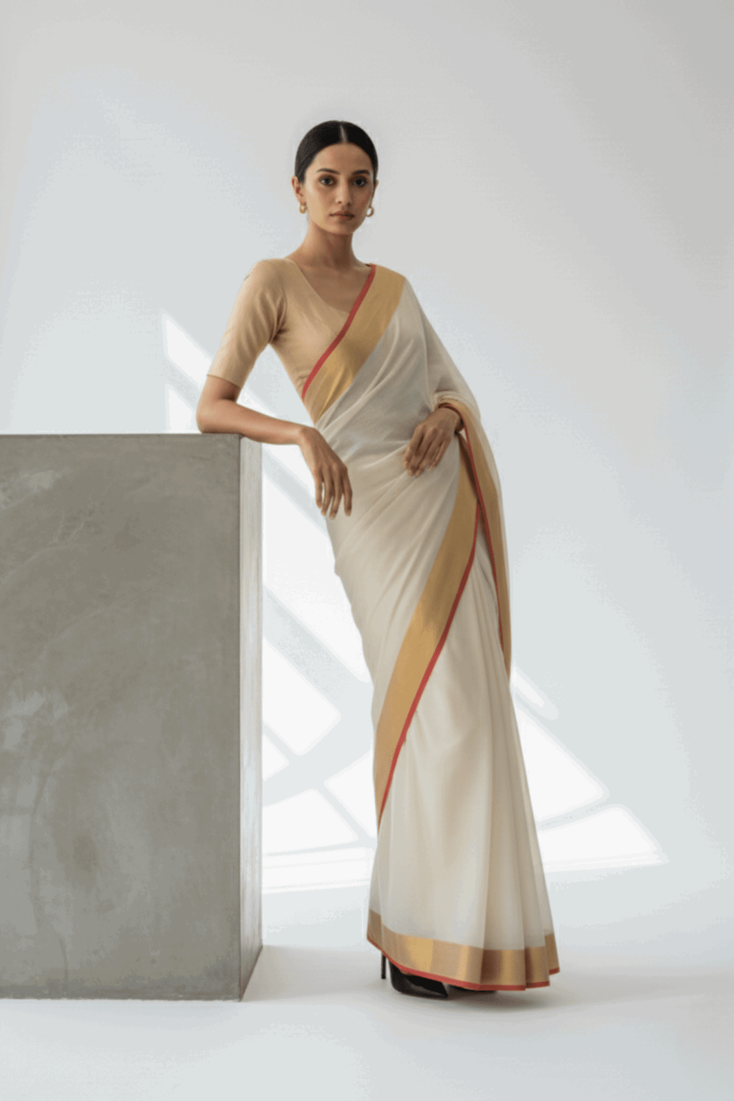 ELEGANCE IN IVORY | Handloom Cotton | Indidha Saree