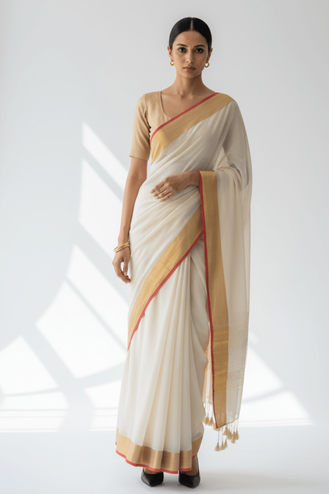 ELEGANCE IN IVORY | Handloom Cotton | Indidha Saree