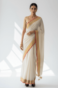 ELEGANCE IN IVORY | Handloom Cotton | Indidha Saree