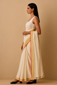 ELEGANCE IN IVORY | Handloom Cotton | Indidha Saree