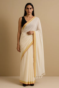ELEGANCE IN IVORY | Handloom Cotton | Indidha Saree